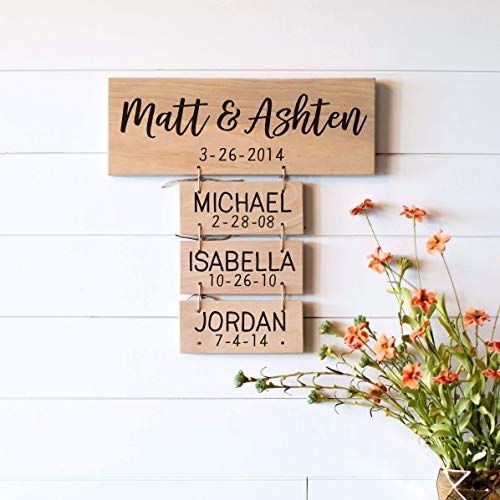 Family Names Wood Sign | Anniversary Gifts | Wedding Gifts | Personalized