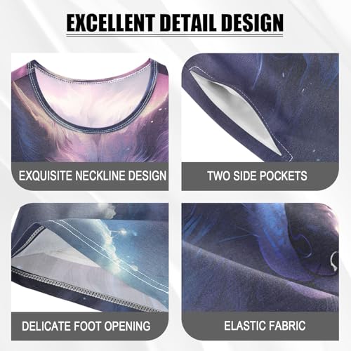 senya Short Sleeve Pajamas Sets Summer Cotton Sleepwear Blue Eyes Wolf4