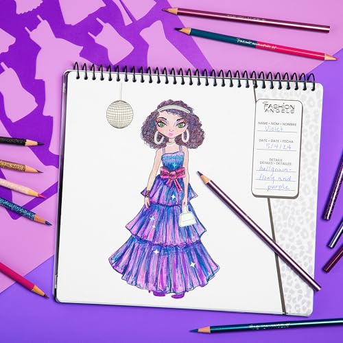 Image of Fashion Angels Glam Fashion Sketch Set | Includes Sketch Pad with Stencils & Stickers, Fashion Design Sketch Book for Girls, Ideal Drawing Kit for Kids
