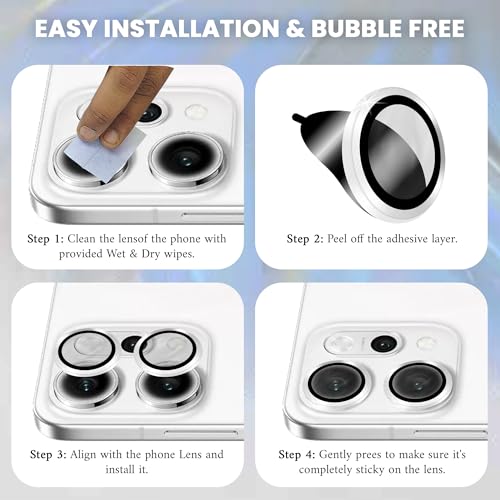 Image of FIRST MART Silver Camera Ring Guard Protector for Oppo Reno 14 Pro | Tempered Glass with Metal Alloy Rings, HD Clear, Scratch Resistant, Case-Friendly | Pack of 1
