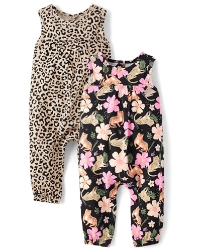 Image of The Children's Place Baby Girls' And Newborn Sleeveless Pant Romper Playwear Outfit