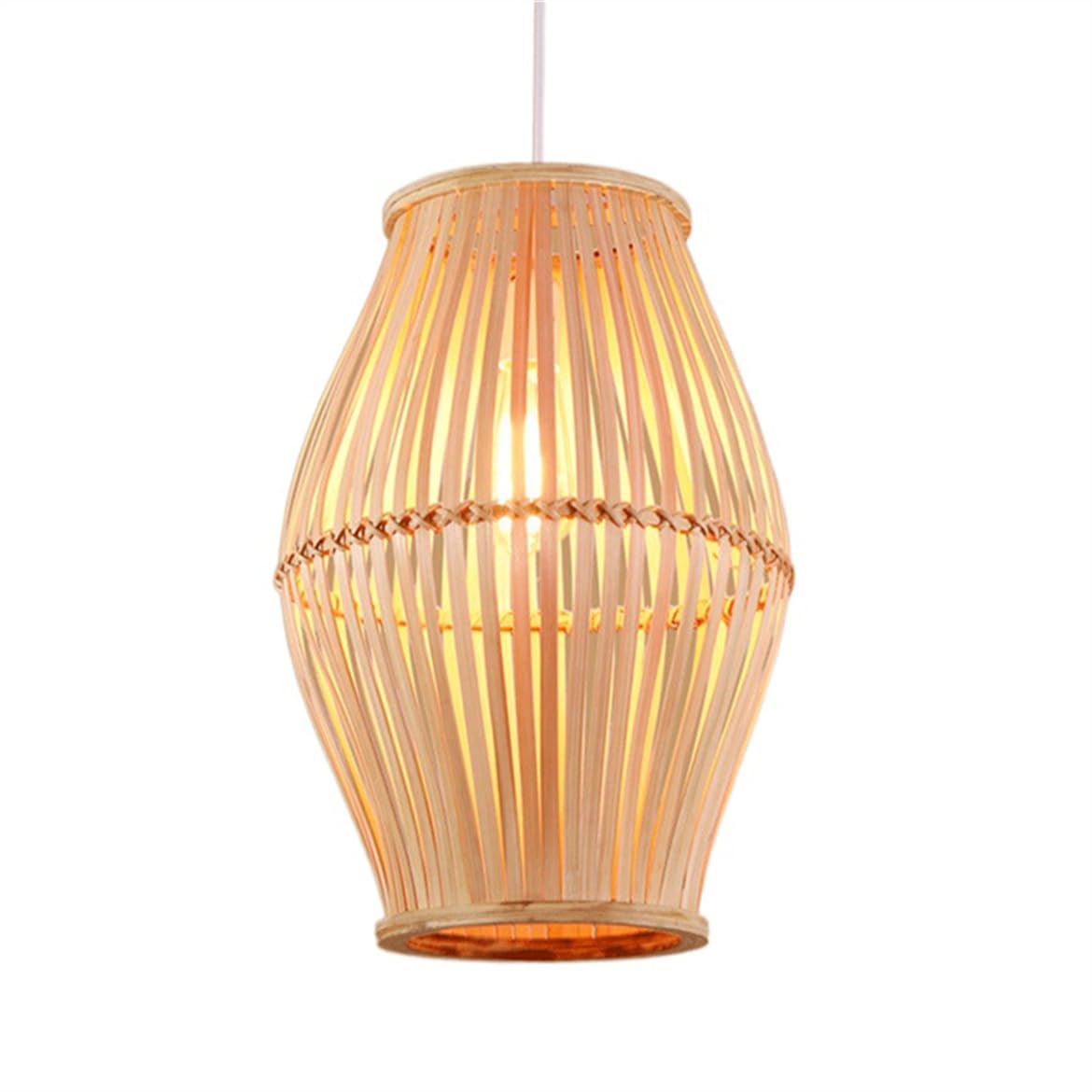 LQZCXMF Unique Bamboo Rattan Pendant Light Rustic Hand-Woven Lantern 11.8in Rattan Pendant Wicker Light Fixtures for Living Room Ceiling Light for Kitchen Dining Room Hallways Decor Lantern
