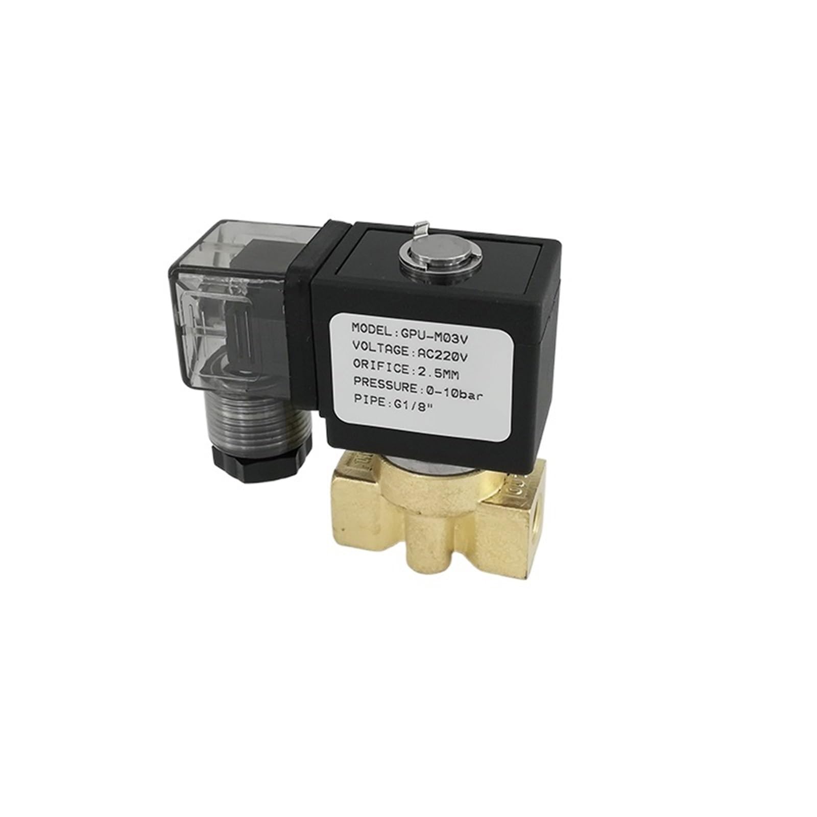 Nageoixsg Ac 110V 2 Way Direct Acting Brass Solenoid Valve 0-10Bar G1/8" Orifice 2.5Mm(Ac 110V)
