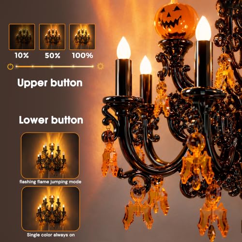 Image of L LOHAS LED Halloween Night Light,Crystal Chandelier Candle Nightlight | Dusk to Dawn Sensor,Dimmable Nightlights,1600K Amber,Pumpkin Flame Vintage Home Decor,Rotatable Night Lights for Kids Bedroom