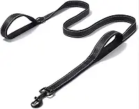 Guia Longa 1,5m Passeio Pet Cachorro com Duas Alças Curta e Longa MADOG Preto