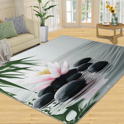 XUWEISI Zen Meditation Rug 4x6 Pink Lotus Washable Rug