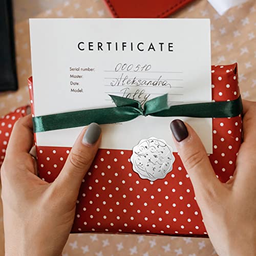 Craspire 100Pcs Self-Adhesive Silver Foil Embossed Stickers Medal Decoration Sticker, Vine Pattern Stickers Graduation Corporate Notary Seals Envelope Gift Sealing Stickers #TOP5