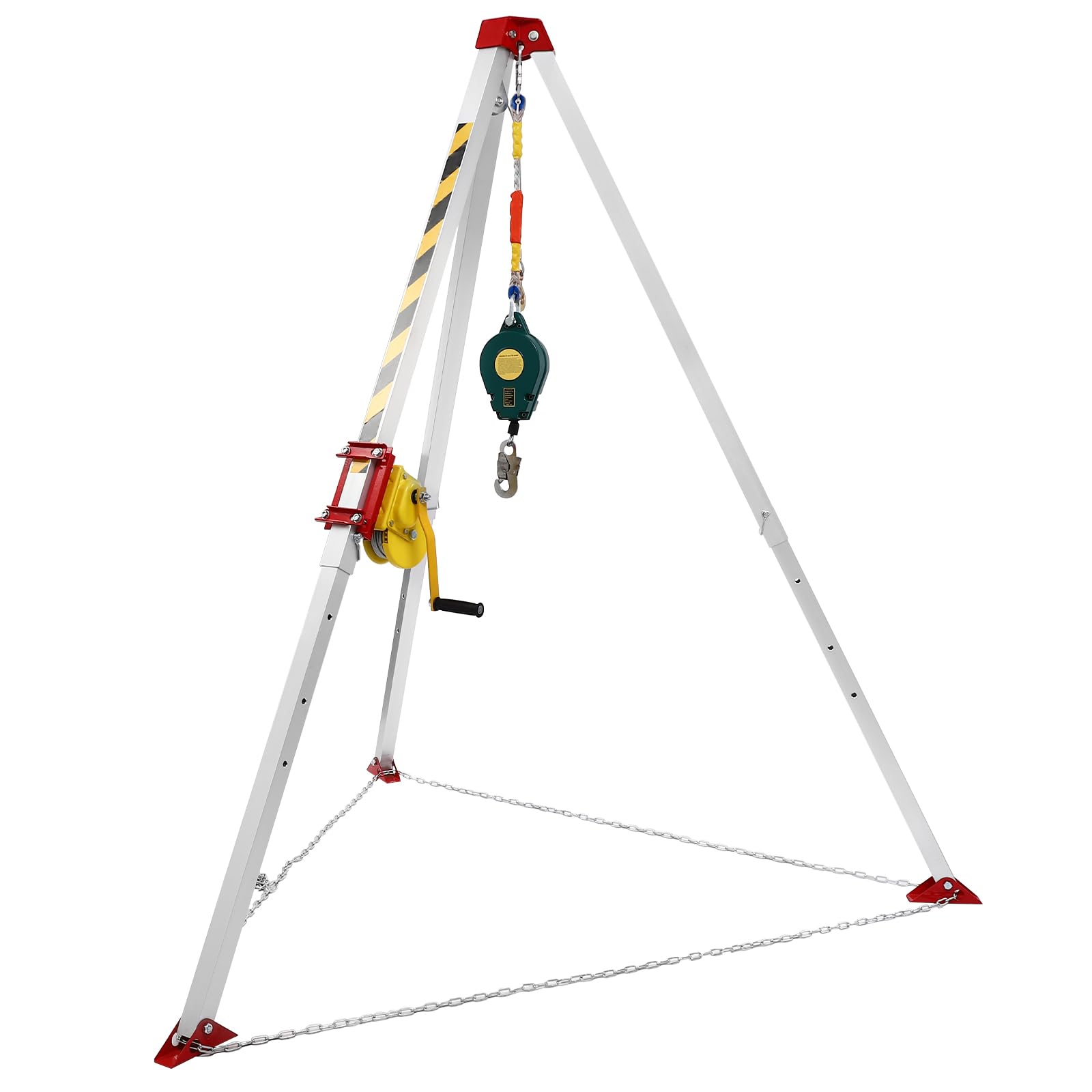 GEYOPMID Trailer Deer Tripod with Winch, Confined Space Tripod Kit with 1200lbs Winch Tripod Hoist Manual Game Hoist Floor Standing Deer Hoist for Truck Hitch, Underground and Road Construction