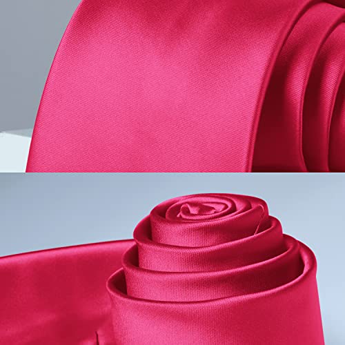 Image of HISDERN Mens Solid Color Ties Formal Satin Necktie and Pocket Square Set Classic Wedding Business Tie & Handkerchief