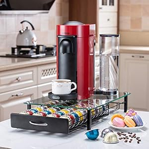 Flagship for Nespresso Pod Holder Drawer Coffee Pod Organizer Storage for Nespresso Capsules Holder Glass Storage Tray (40 Vertuo Pods Capacity)