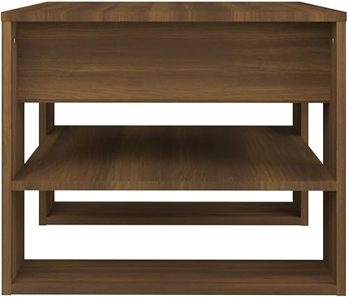 Miniatura 5 de vidaXL Mesa auxiliar rectangular de madera de ingeniería, color roble marrón, versátil para cualquier habitación, montaje rápido, dimensiones de