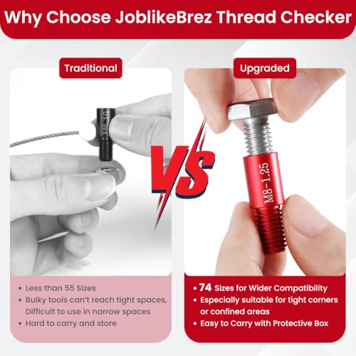 Image of Thread Checker, 74pcs Nut and Bolt Thread Checker, 39 Inch & 35 Metric Box Set Thread Gauge, Thread Checker Standard and Metric Suitable for Size Checker of Bolts or Nuts in Narrow Areas