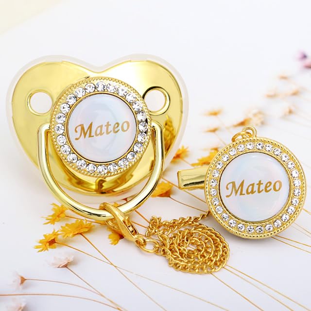 Miniatura 5 de Chupete personalizado con nombre, caja de almacenamiento de clip para chupete dorado brillante, regalo de lujo, regalo ideal para niños, baby