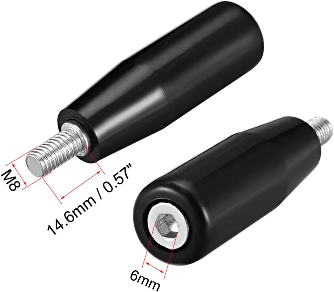 (2Pcs) Revolving Handwheel Machine Handle M8 Male Threaded Stem for Milling Machinery