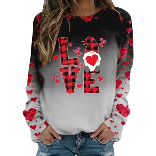 Sweat-shirt col rond femme manches longues pull gris entraînement sport L