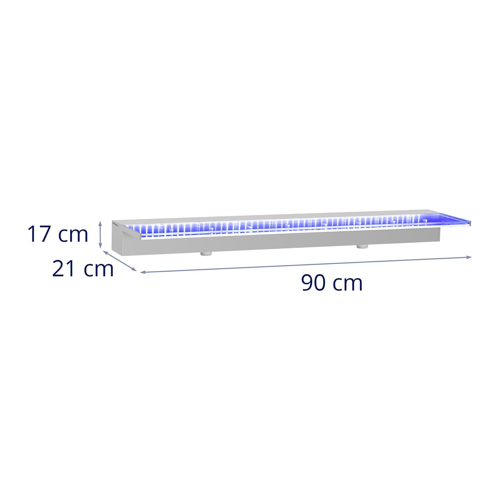 UNI_WATER_33 - Doccia a cascata in acrilico, 90 cm, con illuminazione a LED, 135 mm, colore: Blu