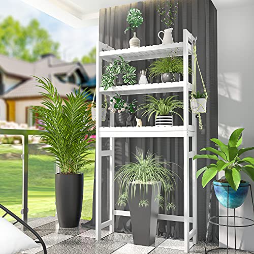 Homykic Over The Toilet Storage, Bamboo 3-Tier Over-The-Toilet Space Saver Organizer Rack, Stable Freestanding Above Toilet Stand With 3 Hooks For Bathroom, Restroom, Laundry, White #TOP7