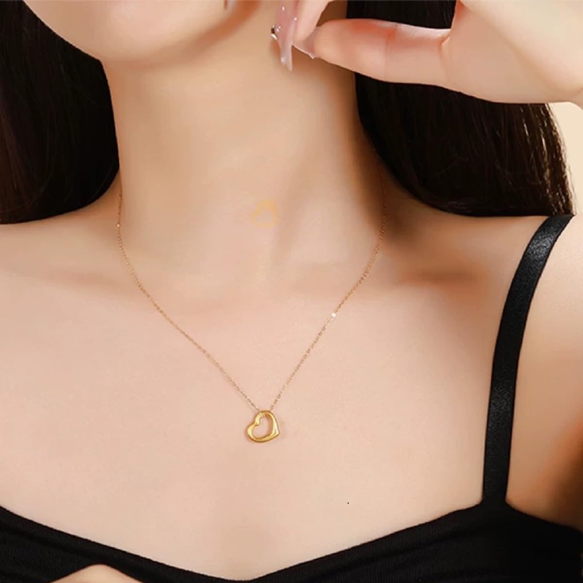 Sterling Silver Open Heart Pendant for Women Floating Heart Necklace I Love You Necklace Simple Heart Jewelry - Image 2