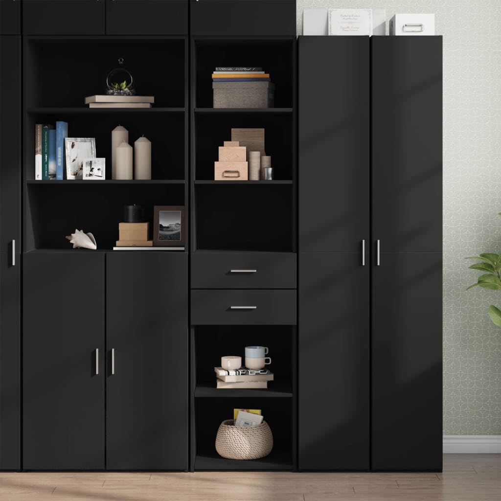 Möbel Wohnaccessoire Highboard Black 45x42.5x185cm Engineered Wood-Furniture