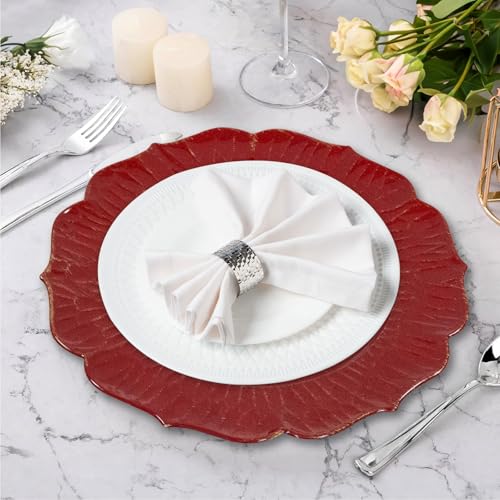 Set de 6 platos cargadores redondos 13 pulgadas rojo miniatura 4