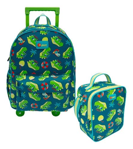 Kit Mochila com Rodinha e Lancheira Jacaré Relax Puket