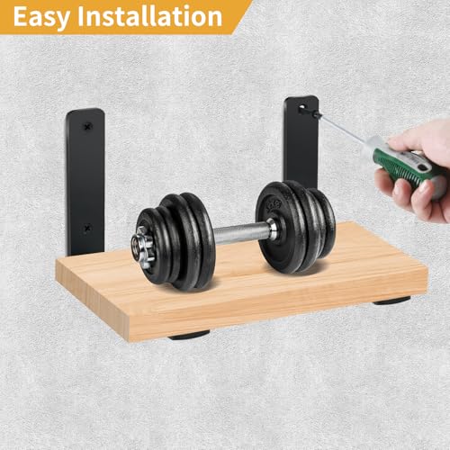 4 Pack - L 6" x H 4" x W1.5, 5mm Thick Black L Shelf Bracket, Iron Shelf Brackets, Metal Shelf Brackets, Floating Shelf, Shelf Supports with Screws - Image 4