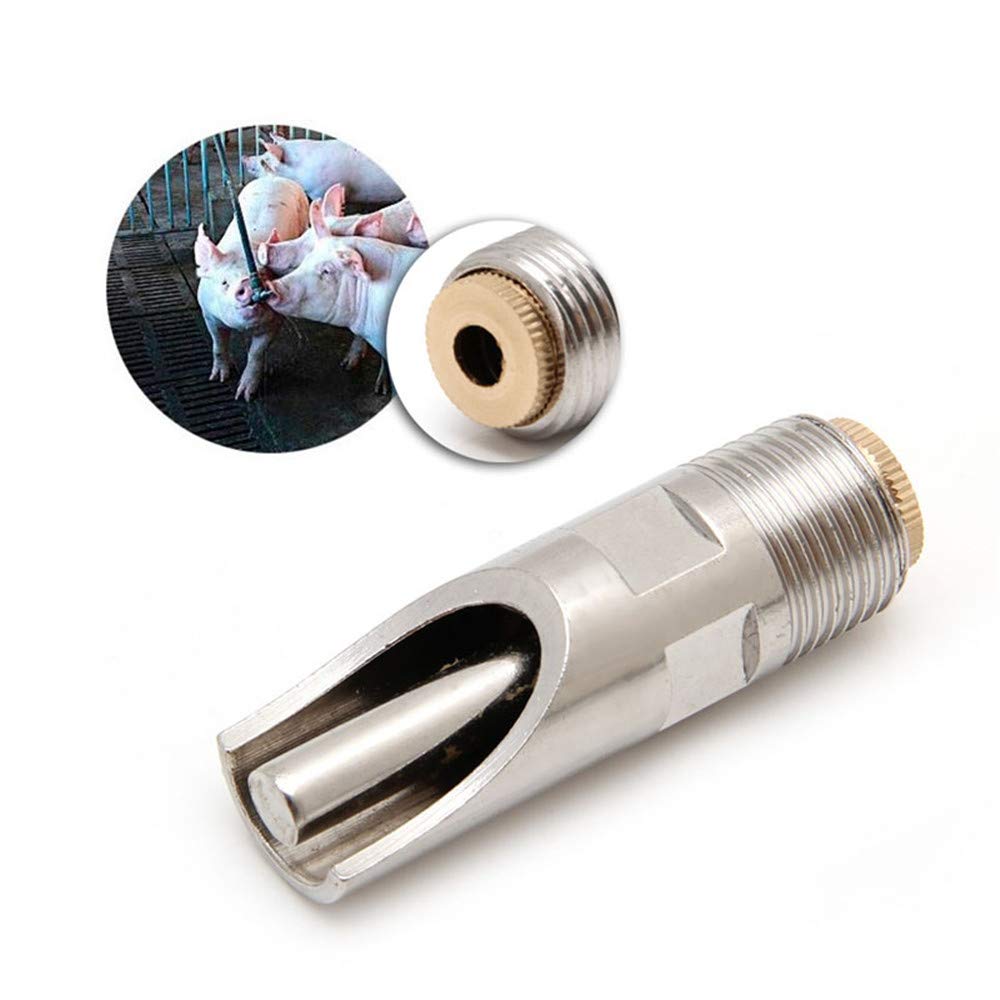 Lavandi 10+2 piezas NPT de acero inoxidable de 1/2 pulgada para ganado, cerdo, equipo de agua potable, bebedor automático de pezón de cerdo para cerdos, bebedero para cerdos (10+2 piezas)