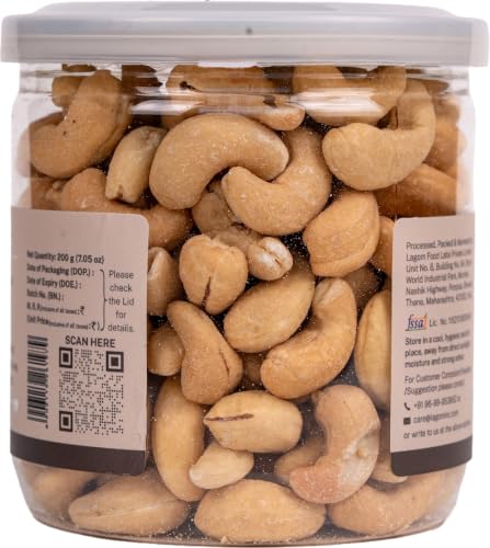Image of Lagom Roasted Salted Cashew Nuts 200g | Lightly Salted Kaju, Dry Roasted | Small Batch Roasted, Crunchy & Flavorful | No Preservatives | Vegan, Gluten Free, Non-GMO