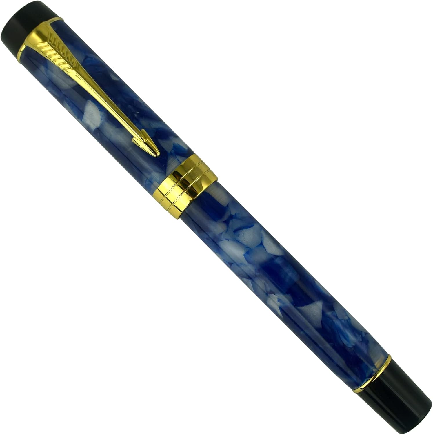 Jinhao Century Series 100 Fountain Pen, Dark Blue Marble, 18KGP Fine Nib With Ink Converter, Arrow Clip, Gift Box