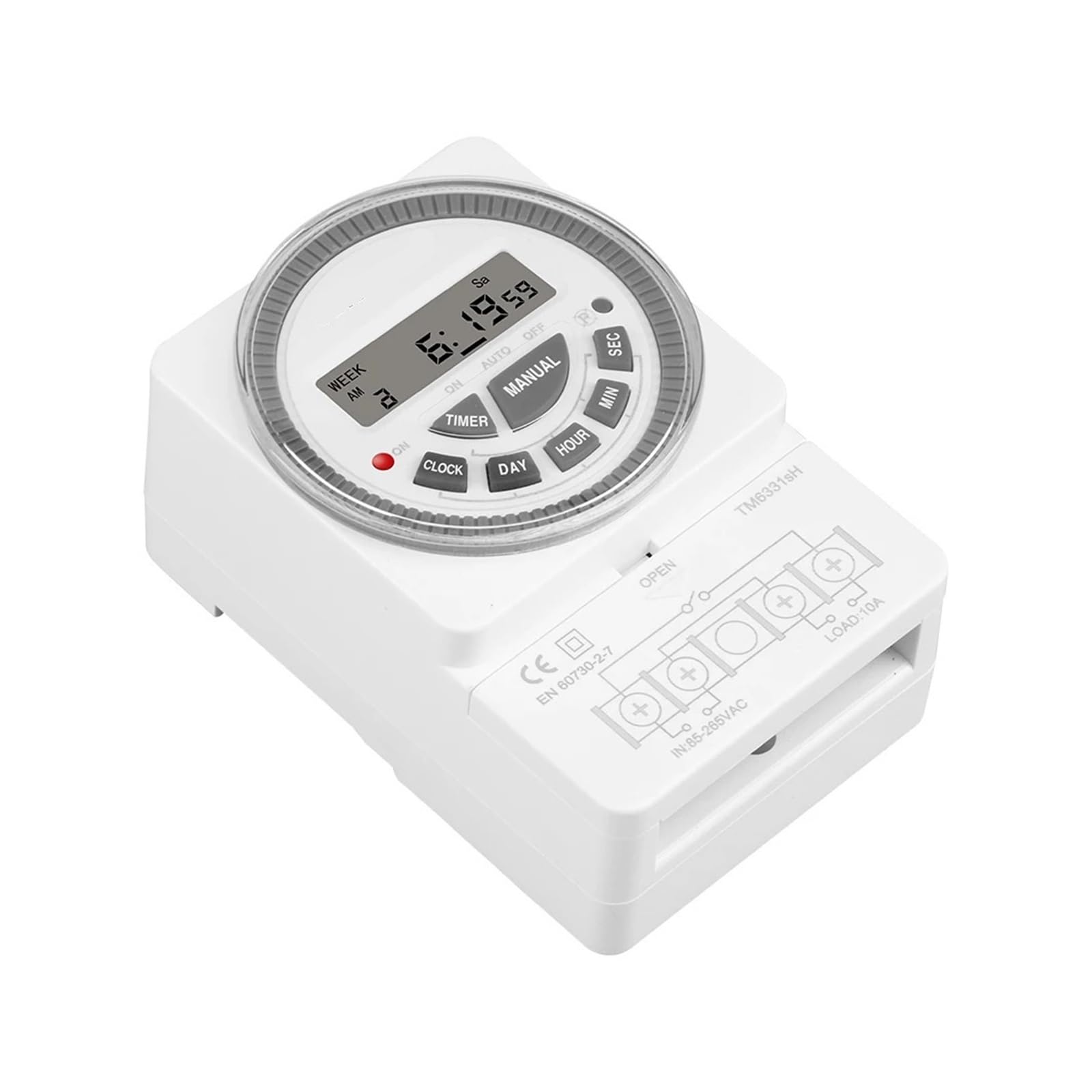 Interruttore temporizzatore programmabile Intervallo di 1 secondo Alimentazione 220 V CA 7 giorni settimanali Illuminazione elettronica digitale programmabile Interruttore timer giornaliero con coperc