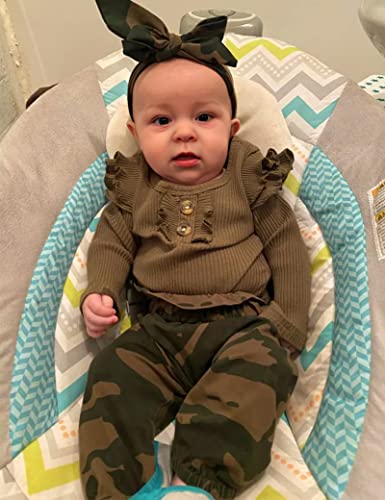 Kangkang Newborn Baby Girl Clothes Newborn Girl Clothes Ruffle Long Sleeve Romper Camouflage Pants Set 3Pcs Outfits Set For Baby Girl Clothes 0 3 Months Camo Baby Girl Clothes #TOP2