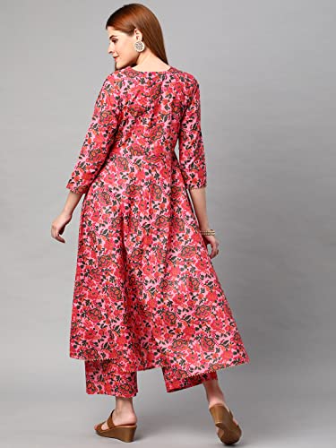 GoSriKi Damen Baumwollmischung Anarkali Floral Prin Produktbild-Vorschau 12
