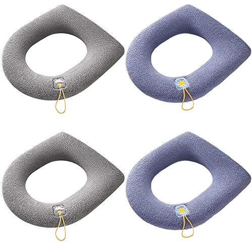 Colrid 4 Stück Toiletten Sitzbezug, Warmes Toilettensitzkissen, Toilettensitz Abdeckung, Waschbar Toiletten Sitzbezug, Dicker, Waschbar, Dehnbar, dür Die Meisten Toiletten Geeignet