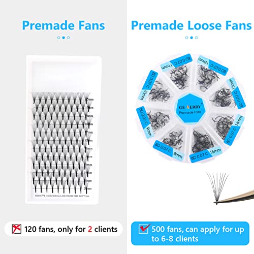 Pre made Fan Volume Eyelash Extensions 8D 8-15mm mix 500PCS Premade Fans C Cur Russian Pro Lashes Handmade Volume Eyelashes Individual Eyelashes Gemerry Lashes(8D-0.07C-8-15mm) - Image 3