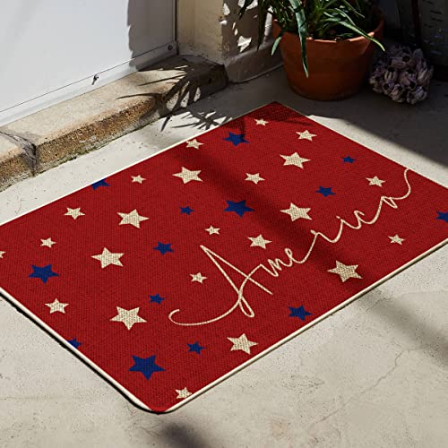 Red Stars 4Th Of July Doormat, Home Decor Patriotic Liberty Low-Profile Switch Rug Door Mat Floor Mat For Indoor Outdoor 17X29 Inch #TOP1