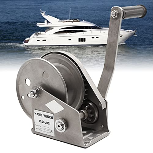 Verricello Manuale 1200lb, Argano Manuale con Freno, Verricello Manuale con Fune e Gancio, Argano Manuale Acciaio Inossidabile per Carrello Barca(Size:10m)