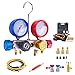 BACOENG AC Manifold Gauge Set for R134A R410A R22, HVAC Gauges with Hoses, 4 Way AutomotiveAir Conditioner Refrigerant Recharge Kit