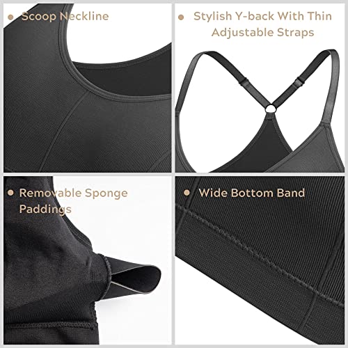 Coobie Women's Lightweight Sports Bras With Thin Adjustable Straps Bralette Racer Back Bras For Women (One Size,Mocha Blue) #TOP4