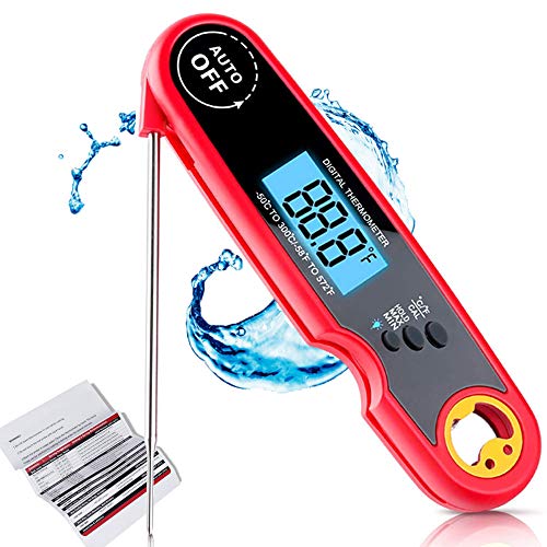 Instant Reading Meat Thermometer-Best Waterproof with Extra Long Probe,Ultra Fast Thermometer, with Backlit LCD Digital Thermomete Outdoor Cooking, BBQ and Kitchen Cooking Food Thermometer