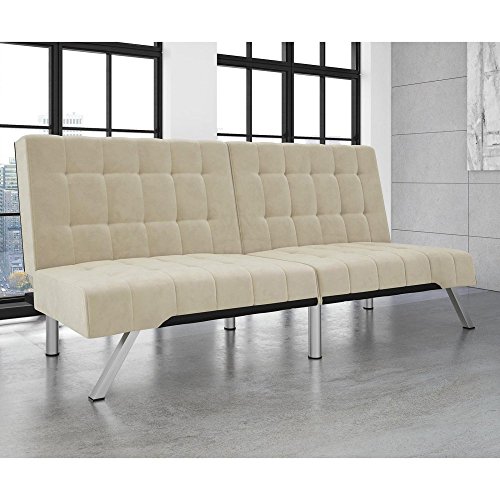 DHP Emily Futon With Chrome Legs, Tan Velvet