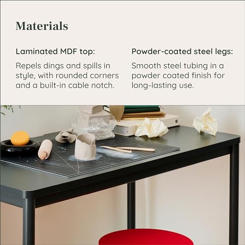 Image of Branch Daily Desk, Functional at Home Office Desk with Effortless Assembly | Timeless Design, Rounded Corners, and Built-in Cable Notch, 36 inch W x 28.5 inch H x 24 inch D, Woodgrain Work Table