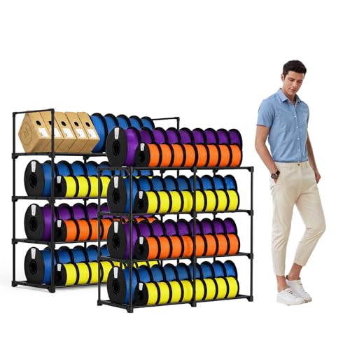 EWENKCCI 8-Tier 2-Column Modular 3D Printer Filament Storage Rack 33.4 x 11.8 Metal Filament Spool Holder & Organizer Holds 96 Spools(1kg) for Home Office Workshop Tool-Free Assembly