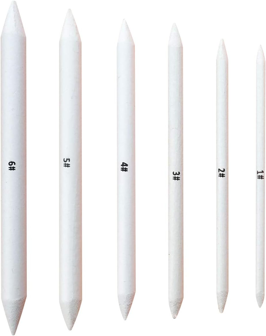 6 PCS Blending Stumps and Tortillions, Sketch Drawing Tools, Paper Art Blenders for Student Sketch Drawing