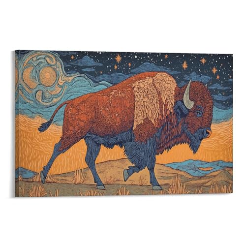EKZLQJWPN Bisonte americano Canvas Wall Art Customised Personalised Photo on Canvas for Bedroom Room Picture Digitally Printed 08x12inch(20x30cm)