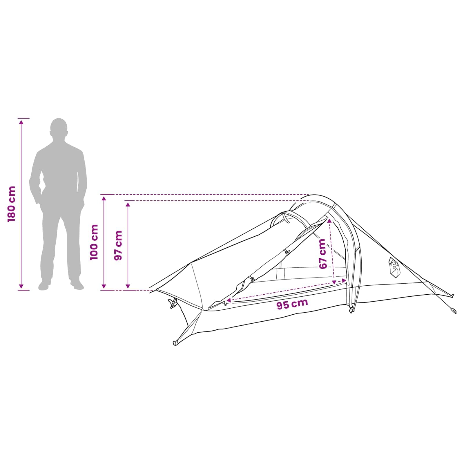 Tienda de trekking azul para 2 personas de poliéster 185T con revestimiento de poliuretano, tienda de campaña ligera para camping, senderismo, exterior y festival, impermeable, resistente al