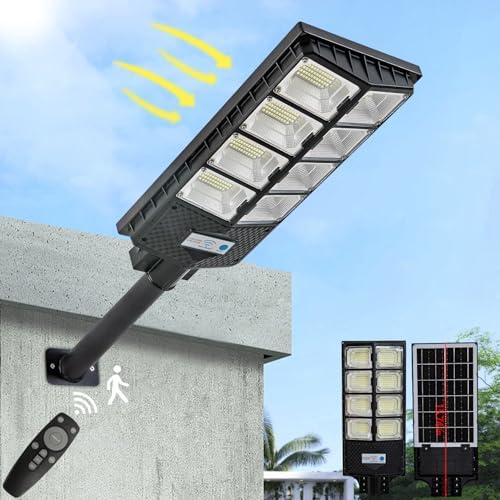 Solar Lights Outdoor, 500W LED Solar Powered Motion Sensor Flood Lights, with Remote, Dusk to Dawn IP66 Waterpro Solar Security Wall Lights,for Exterior Wall, Patio, Yard, Deck, Garden