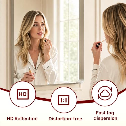 Image of Kosmonia 40x30 Inch Rounded Rectangle Bathroom Vanity Mirror