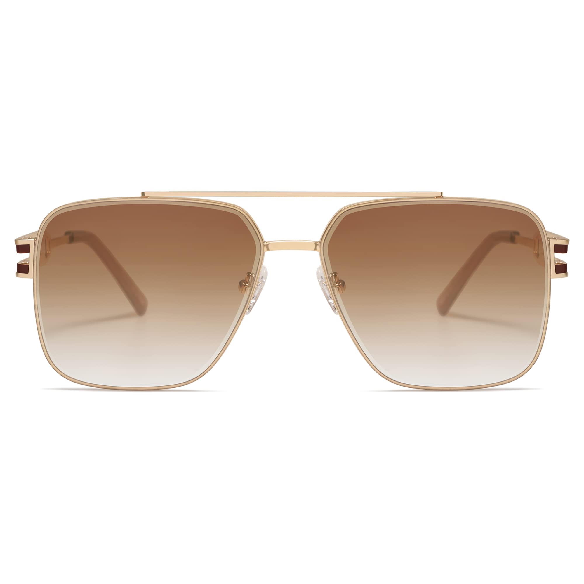 SOJOS Retro Oversized Square Sunglasses for Women Men Vintage Large Double Bridge Metal Frame Unisex Sunglasses SJ1180