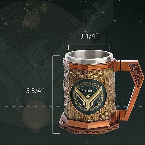 United Cutlery Dune House Atreides Sculpted Mug | Officially Licensed Dune Memorabilia | Hawk Emblem & Sandworm Design on Each Side | 6" Mug with Removable Steel Liner | Holds 20oz of Liquid