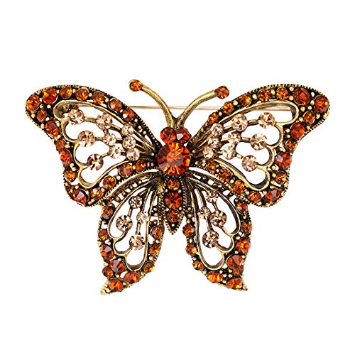 Image of Animal Series Orange Rhinestones Butterfly Brooches Women Brooch Pins Wedding Brooches